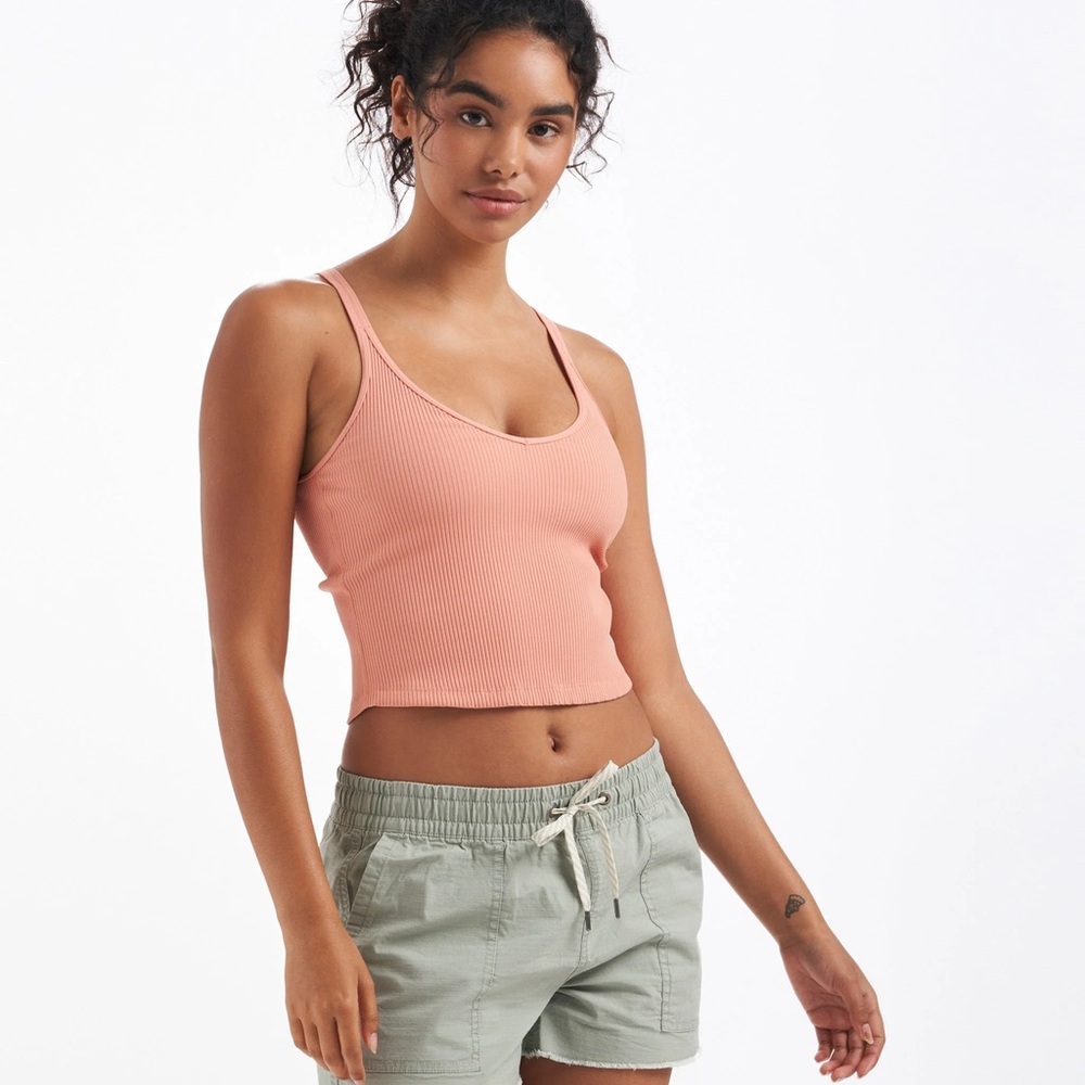 Vuori Rib Crop Tank in Light Cinnamon NWT Size small